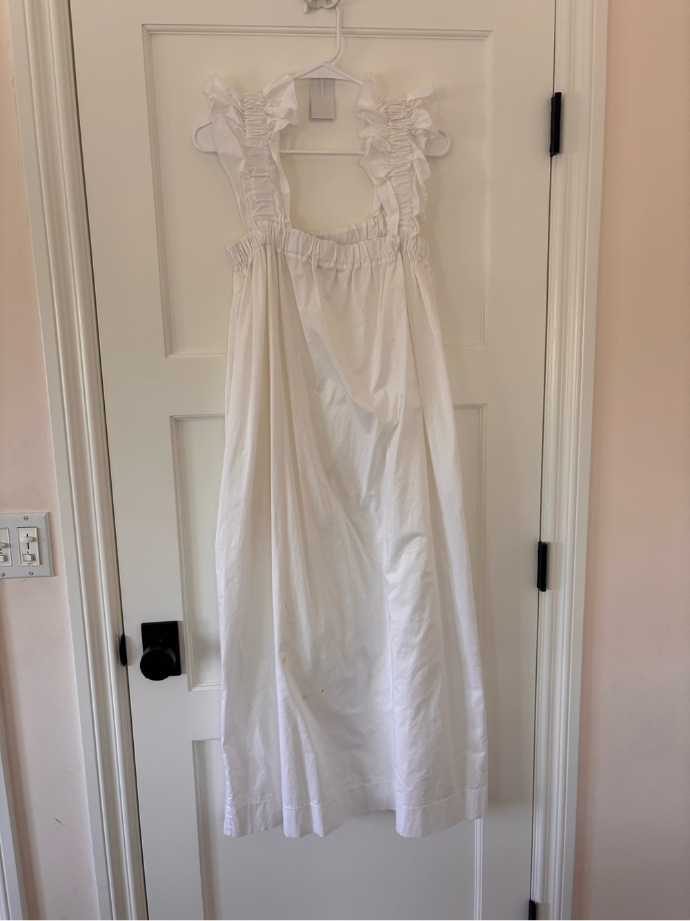 Monica Nera White Ruffled Strap white dress size large